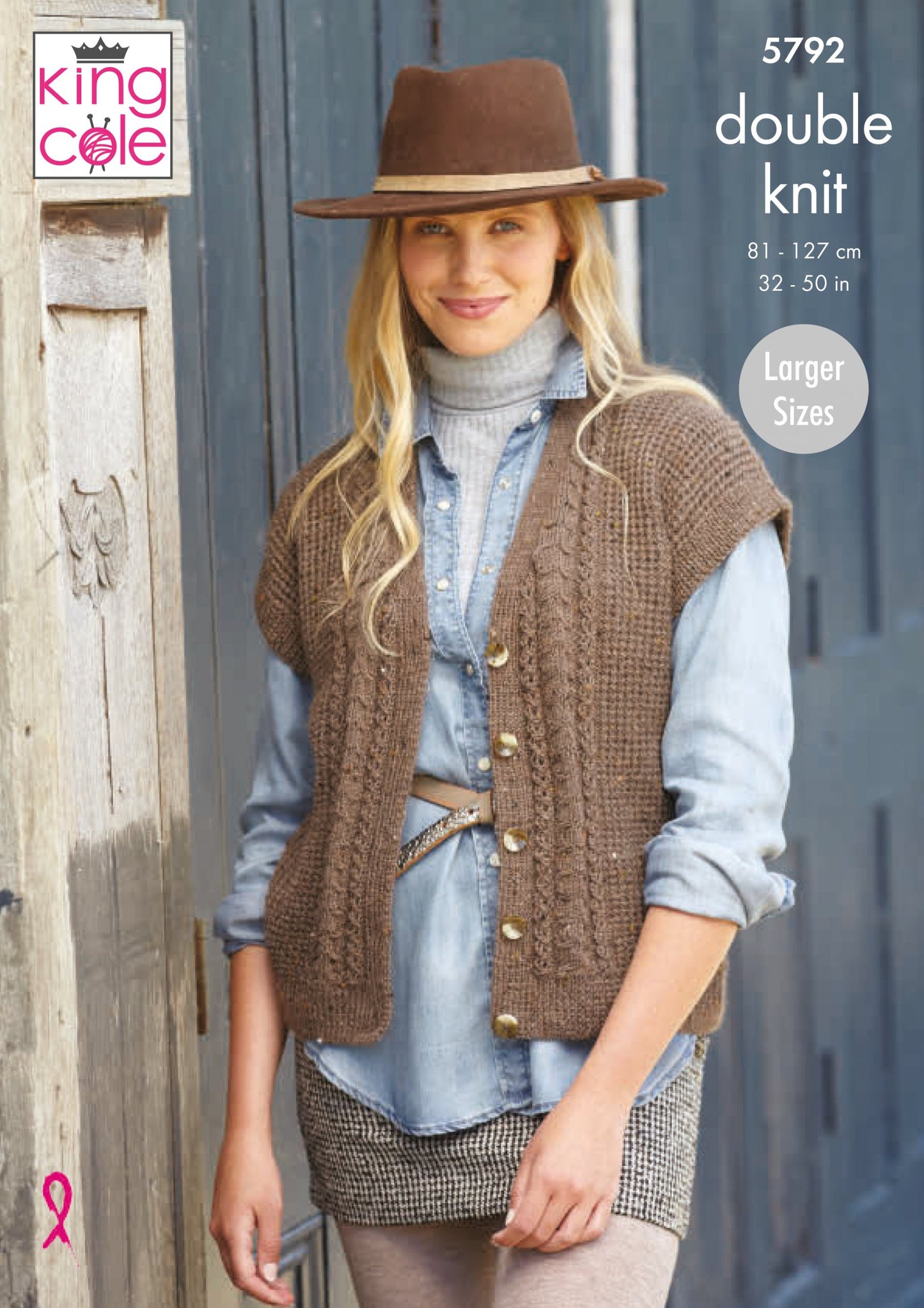 Knitting Pattern 5792 - V-Neck Cardigan & Waistcoat Knitted in Homespun DK