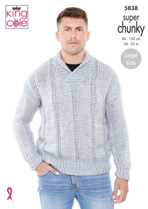 Knitting Pattern 5838 - Sweaters Knitted in Big Value Super Chunky