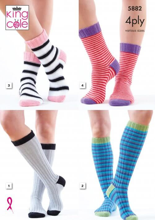 Knitting Pattern 5882 - Socks Knitted in Cotton Socks 4ply