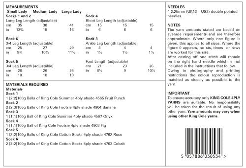 Knitting Pattern 5902 - Socks Knitted in Cotton Socks 4Ply, Footsie 4Ply, and Summer 4Ply