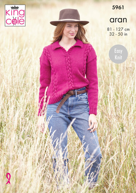 Knitting Pattern 5961 - Sweater & Tank Knitted in Wool Aran