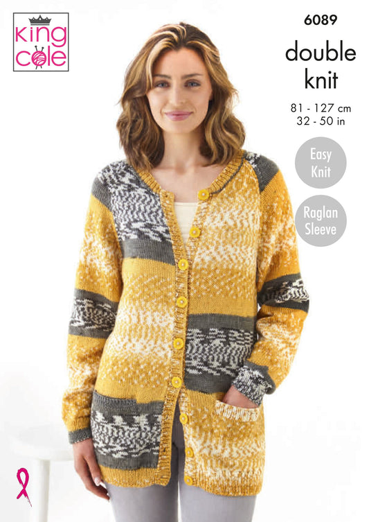 Knitting Pattern 6089 - Cardigans Knitted in Fjord DK