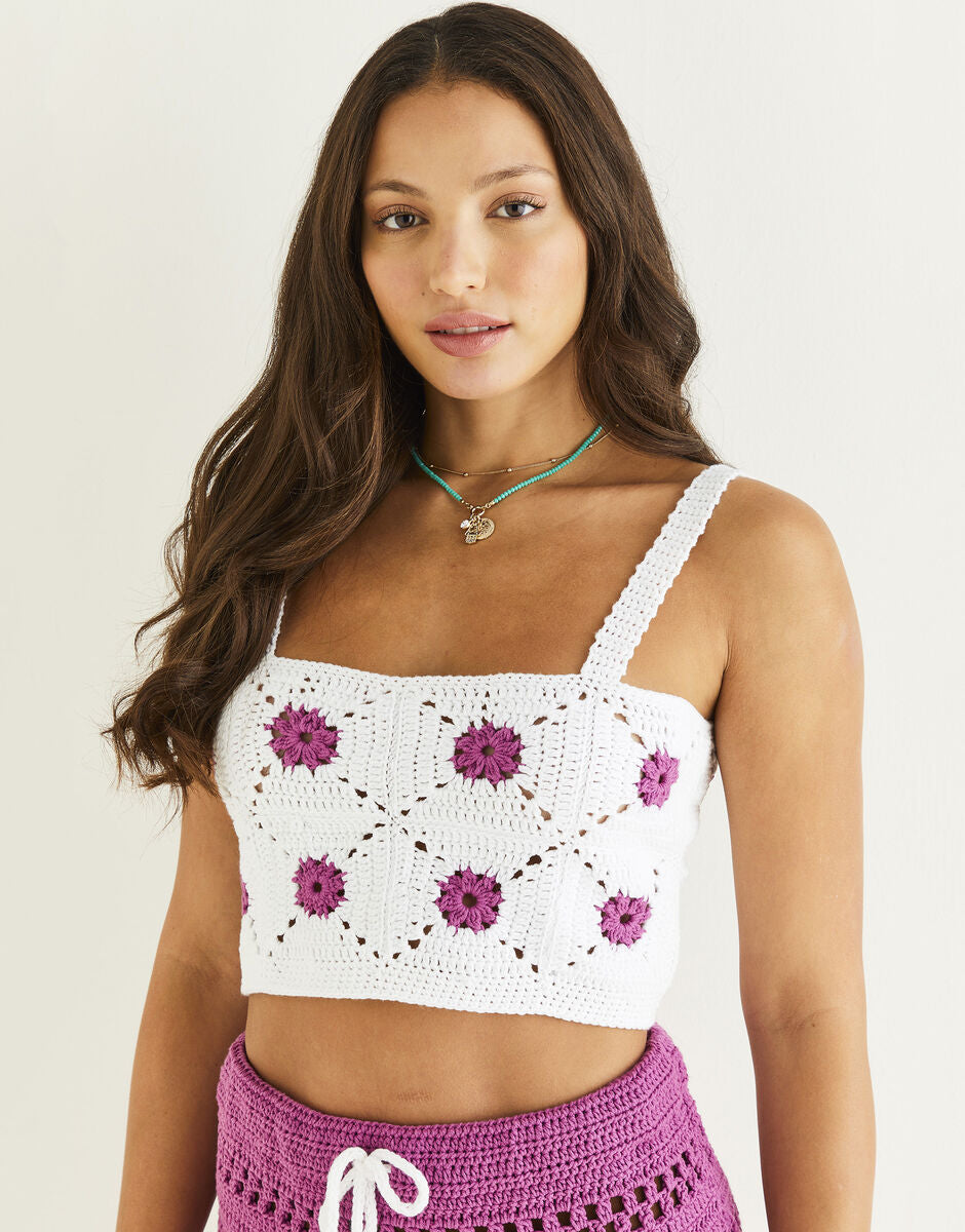 Crochet Pattern 10530 - FLOWER POWER TWO-PIECE IN STORIES DK