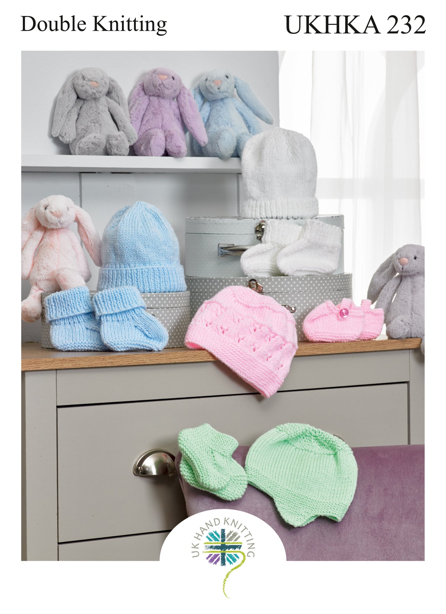 KNITTING PATTERN - UKHKA/232 - Baby Hats & Booties - DK