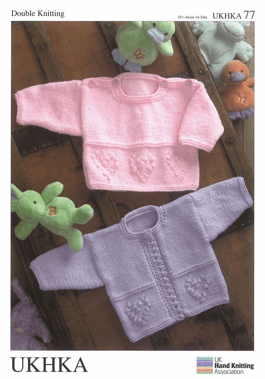 KNITTING PATTERN -UKHKA/77 DK - SWEATER AND CARDIGAN