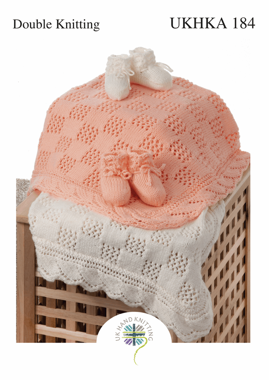 BEST SELLER - KNITTING PATTERN -UKHKA/184 DK- BOOTIES & BLANKETS