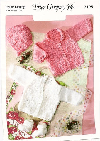 Knitting Pattern 7195 - Cardigans, Bonnet, & Socks in DK
