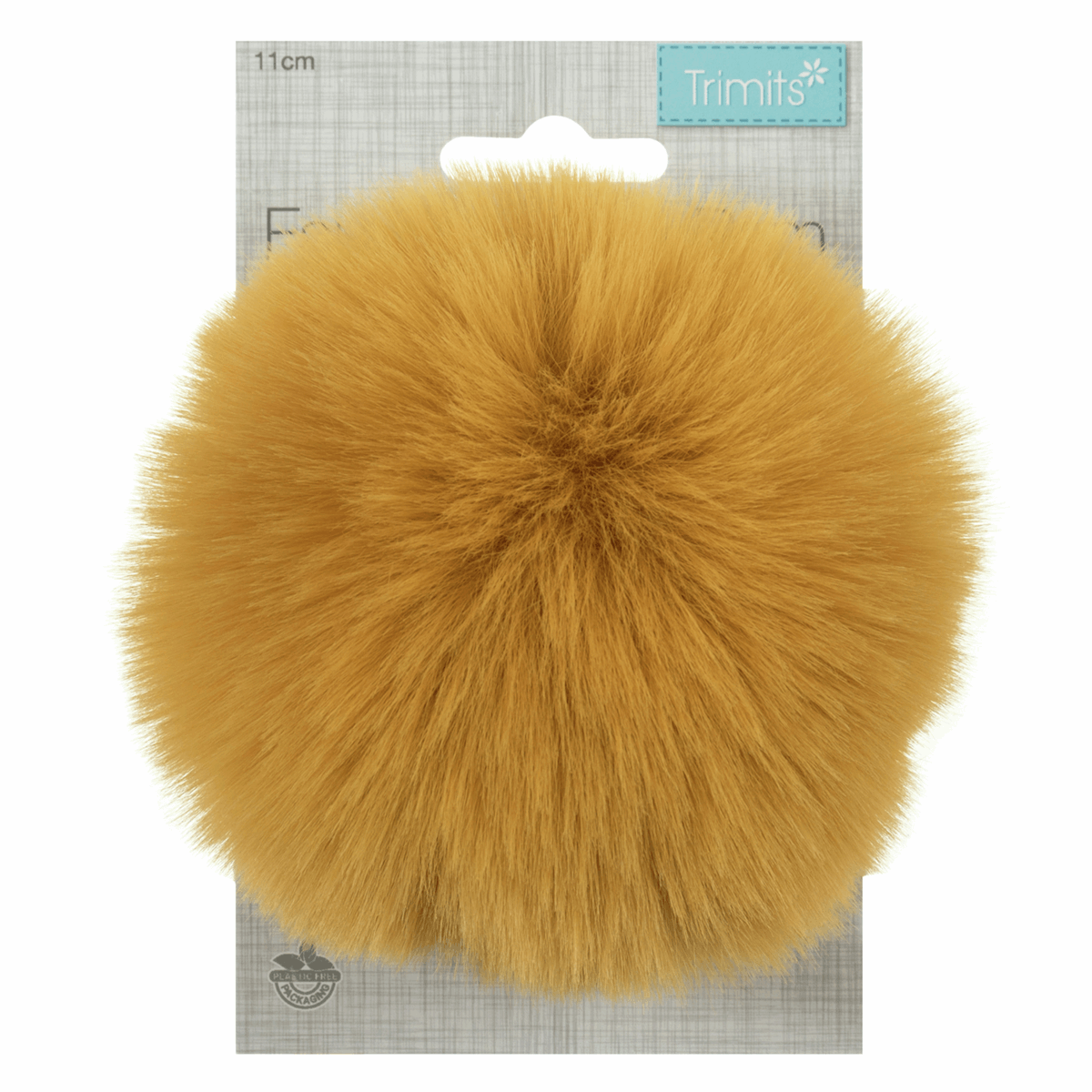 FAUX FUR POM POM - 1 PIECE - 11cm- MUSTARD