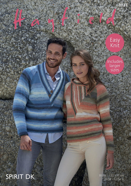 Knitting Pattern 8037 - SWEATERS IN HAYFIELD SPIRIT DK