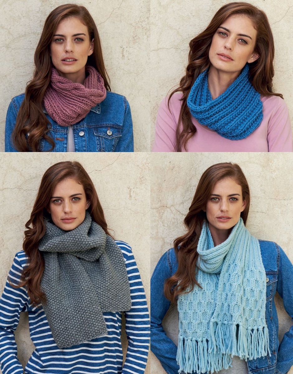 Knitting Pattern 8163 - SNOODS & SCARVES IN HAYFIELD CHUNKY WITH WOOL
