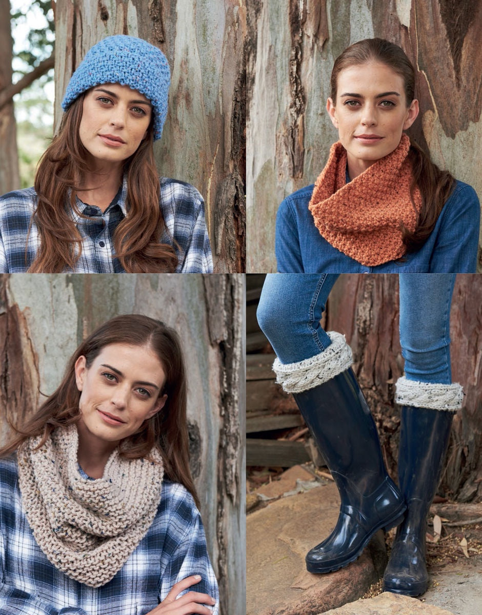 Knitting Pattern 8184 - WOMAN'S ACCESSORIES IN HAYFIELD CHUNKY TWEED