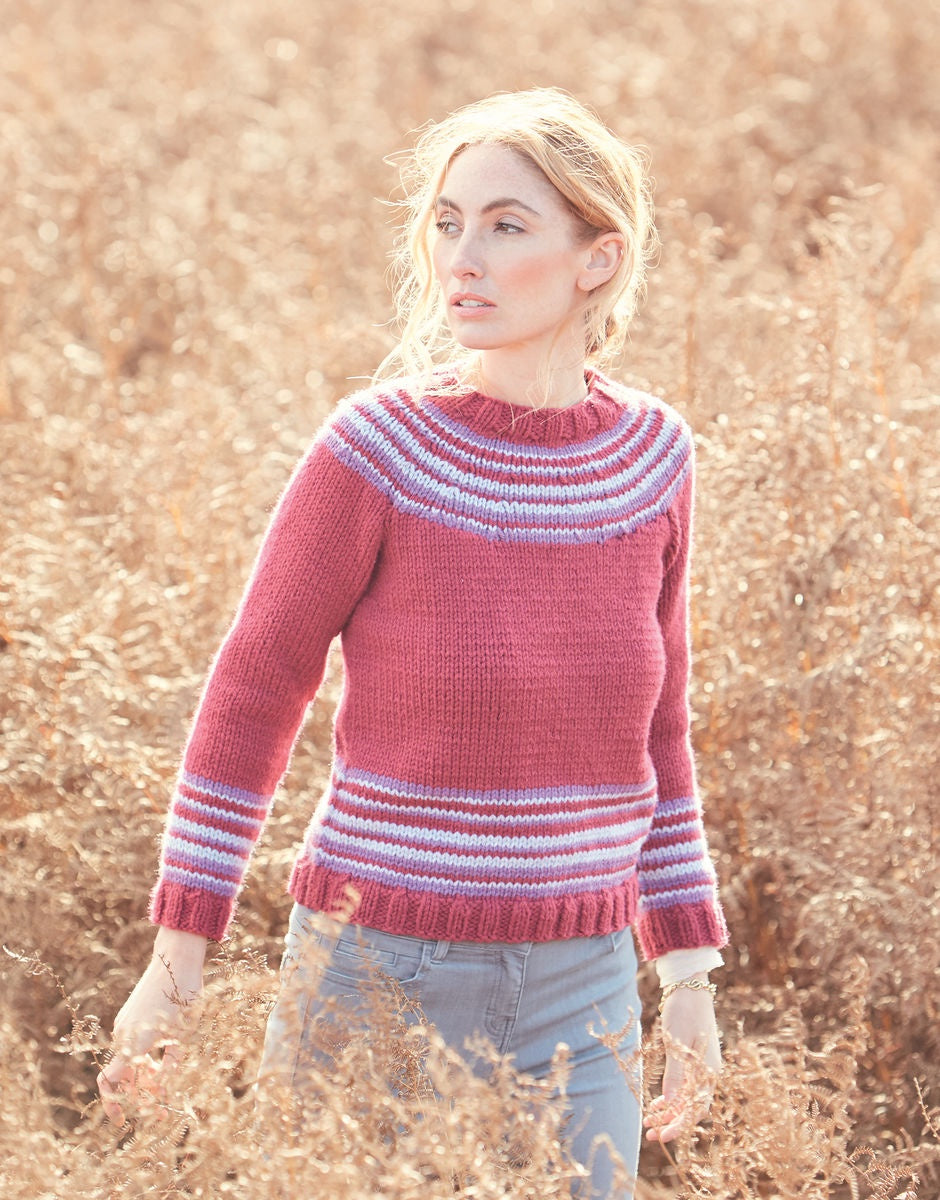 Knitting Pattern 8296 - YOKE SWEATER IN BONUS CHUNKY