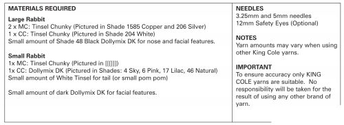 Knitting Pattern 9050 - Rabbits in Tinsel Chunky