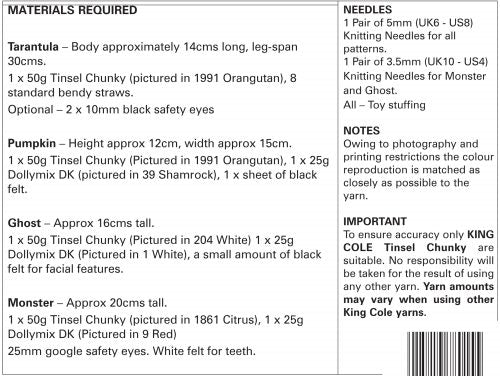 Knitting Pattern 9052 - Halloween Monsters Knitted with Tinsel Chunky