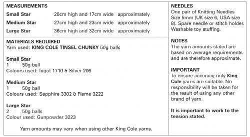 Knitting Pattern 9106 - Tinsel Stars Knitted in Tinsel Chunky