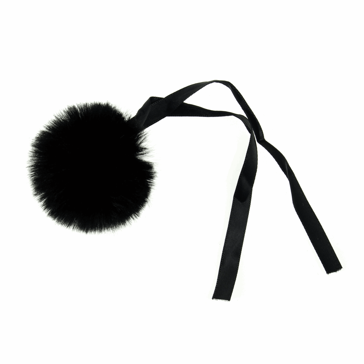 FAUX FUR POM POM - 1 Piece - 6cm BLACK
