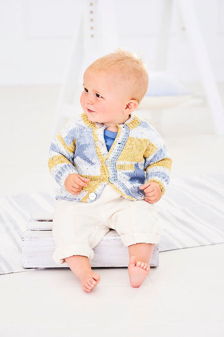 Knitting Pattern 9745 - Sweater and Cardigan in Bambino Prints DK