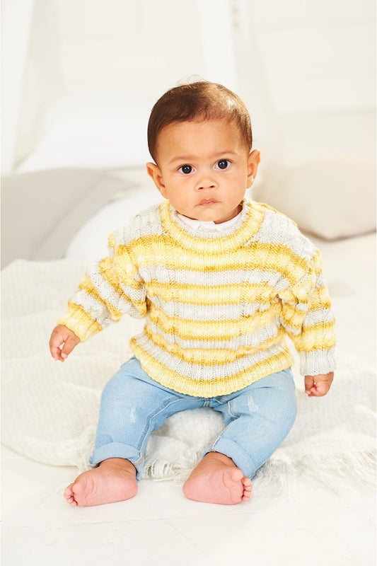 Knitting Pattern 9841 - Sweater & Hoodie in Bambino Prints DK