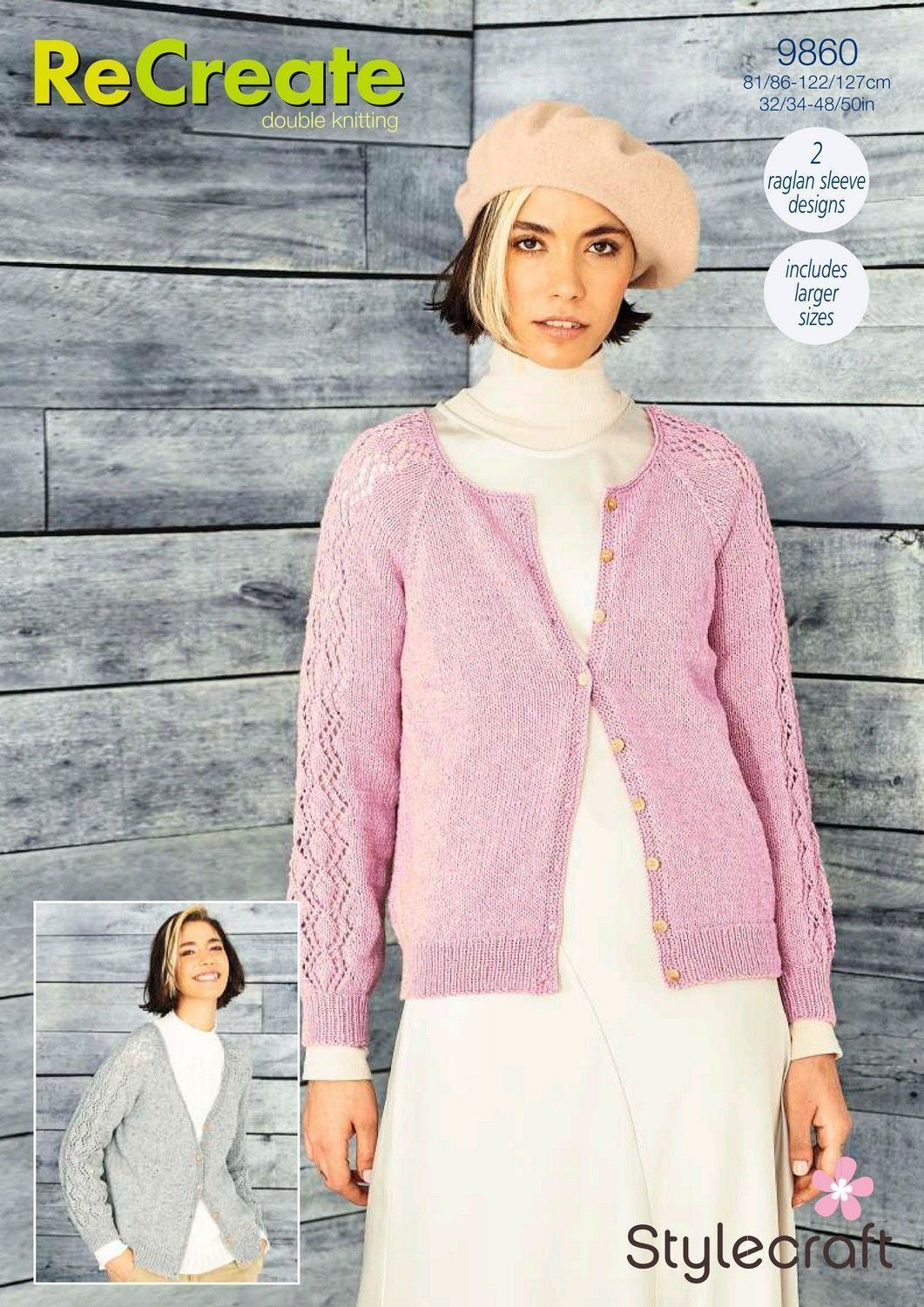 Knitting Pattern 9860 - Round & V Neck Cardigans in ReCreate DK