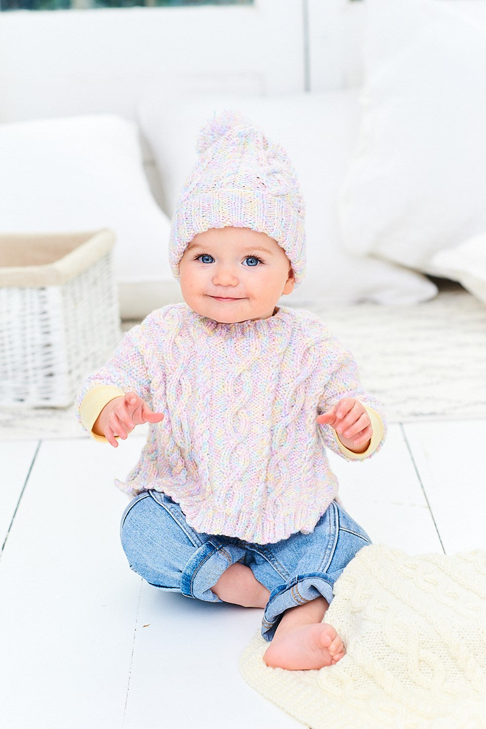 Knitting Pattern 9975 - Poncho, Hat & Blanket set in Bambino DK, Sweet Dreams