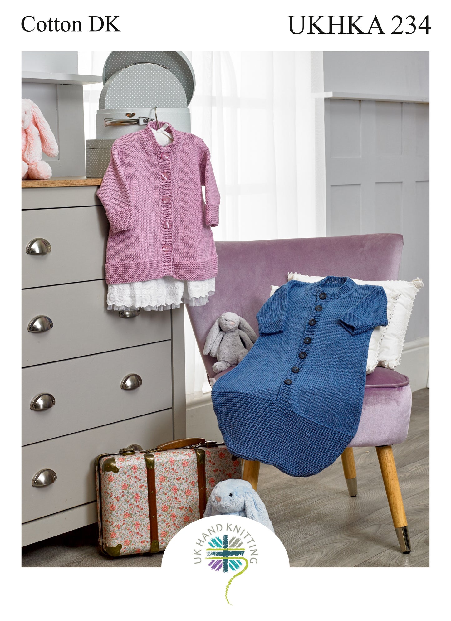 KNITTING PATTERN - UKHKA/234 - Sleeping Bag & Relaxed Jacket - DK