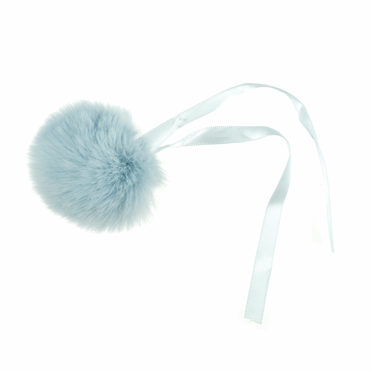 FAUX FUR POM POM - 1 PIECE - 6 cm LIGHT BLUE
