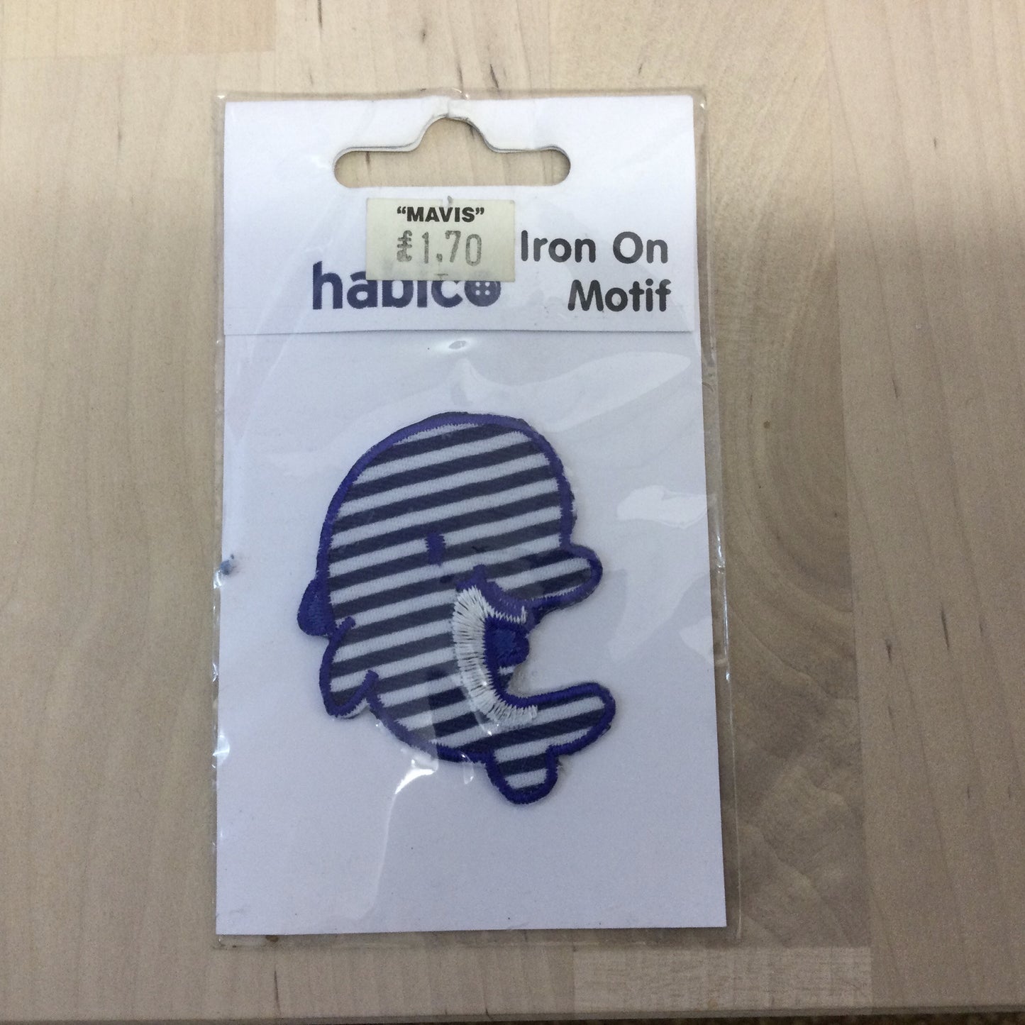 IRON ON MOTIF - Blue Stripe Dolphin