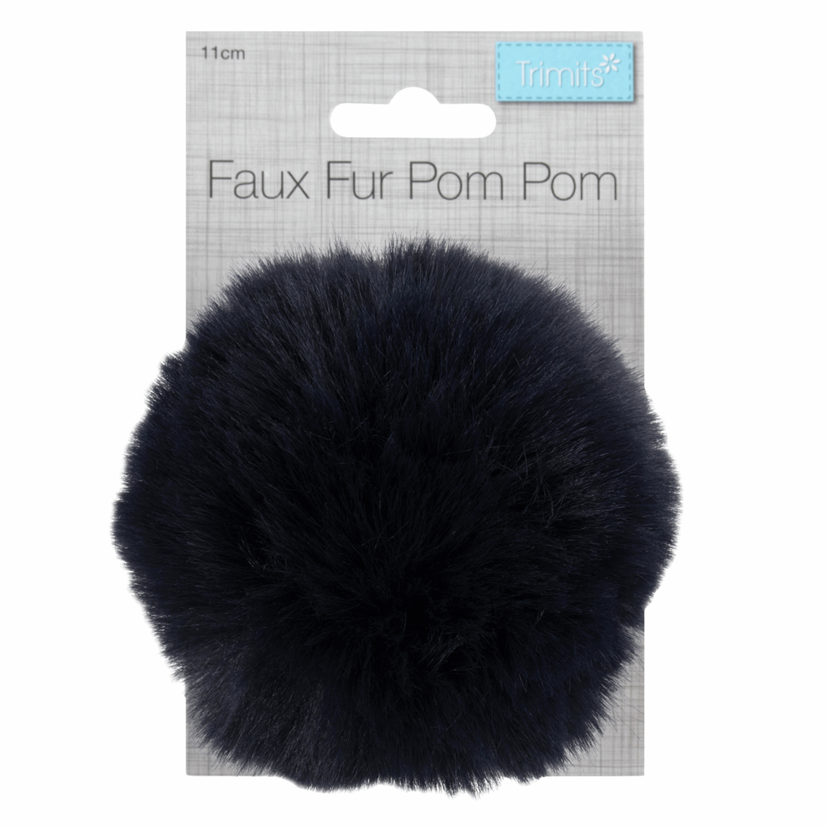 FAUX FUR POM POM - 1 PIECE- 11cm - NAVY