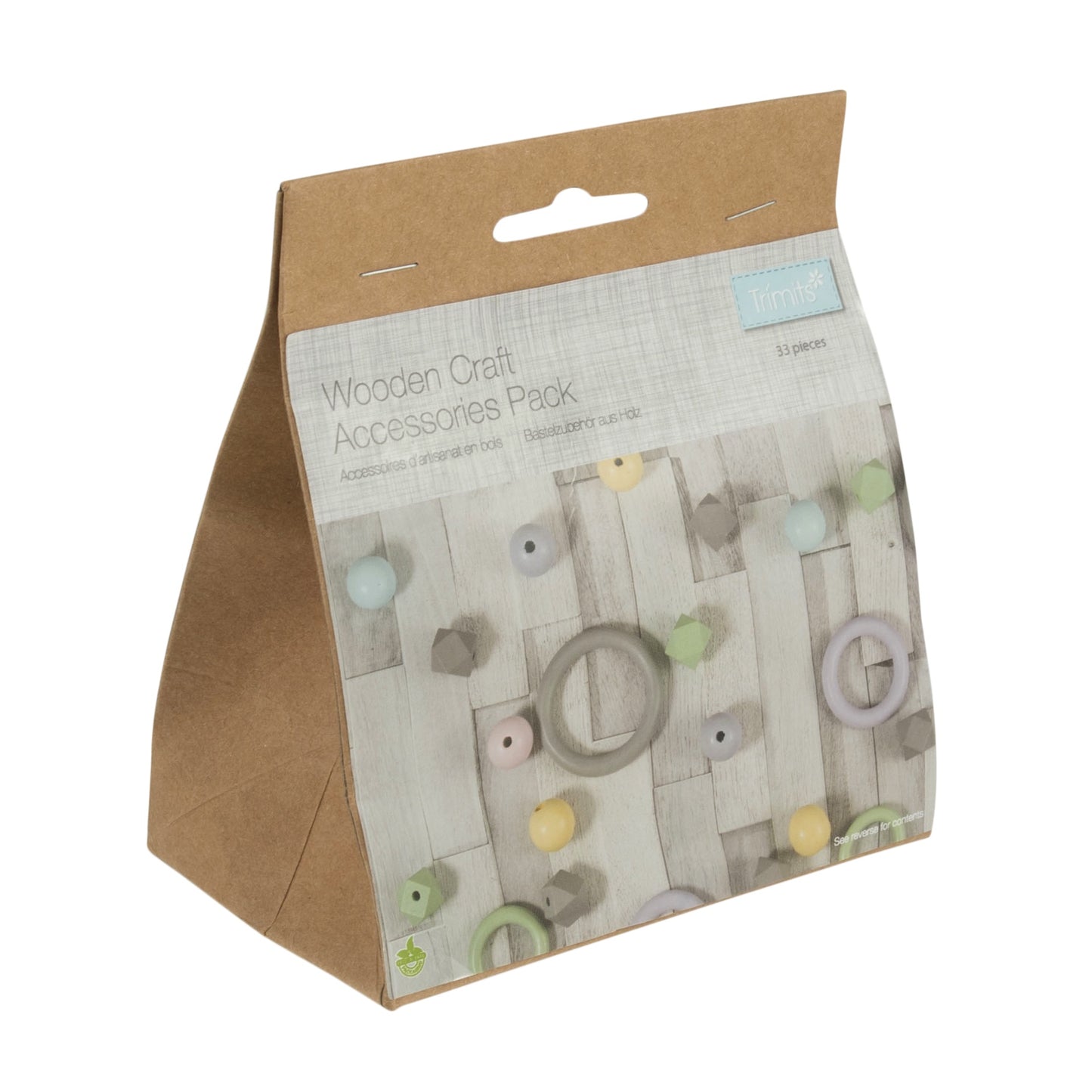 WOODEN CRAFT ACCESSORIES - 33 Pieces - Pastels