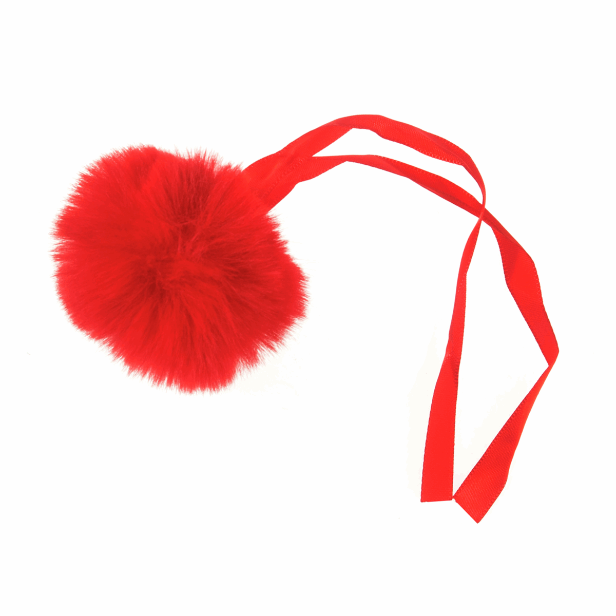 FAUX FUR POM POM - 1 PIECE - 6cm - Red