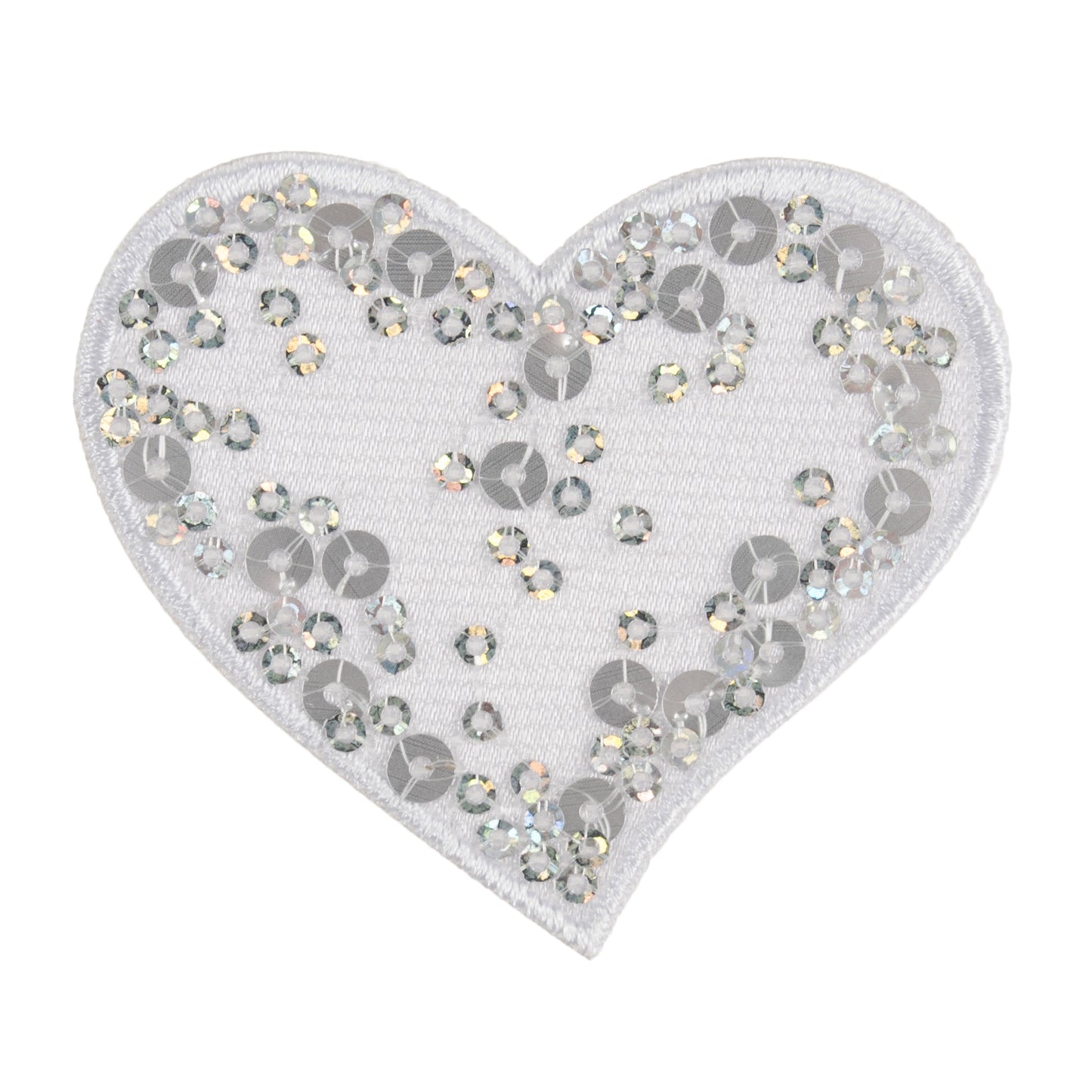 IRON ON MOTIF - Sequin White Heart
