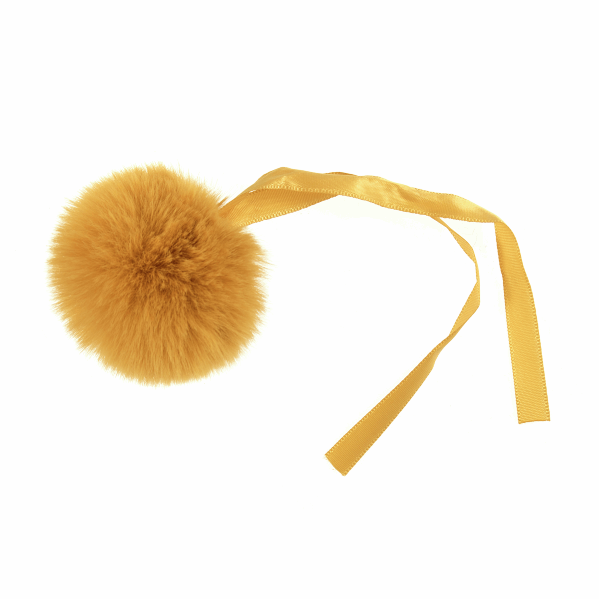 FAUX FUR POM POM - 1 Piece - 6cm MUSTARD