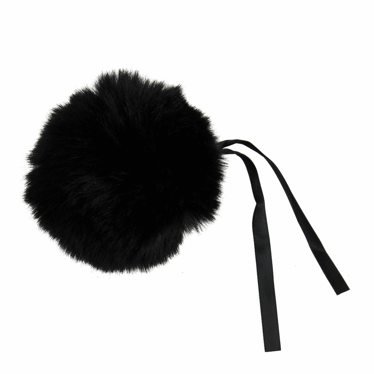 FAUX FUR POM POM - 1 PIECE- 11cm- BLACK