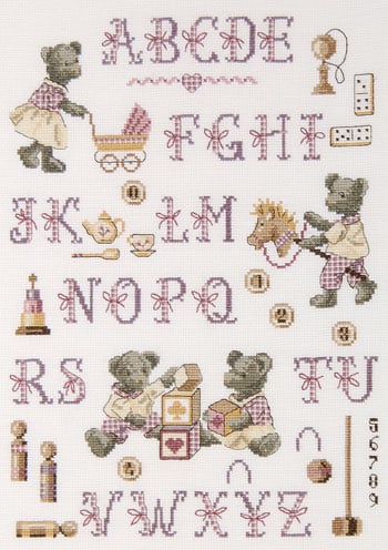 COUNTED CROSS STITCH KIT - BABY- FUNNY BEARS ABC