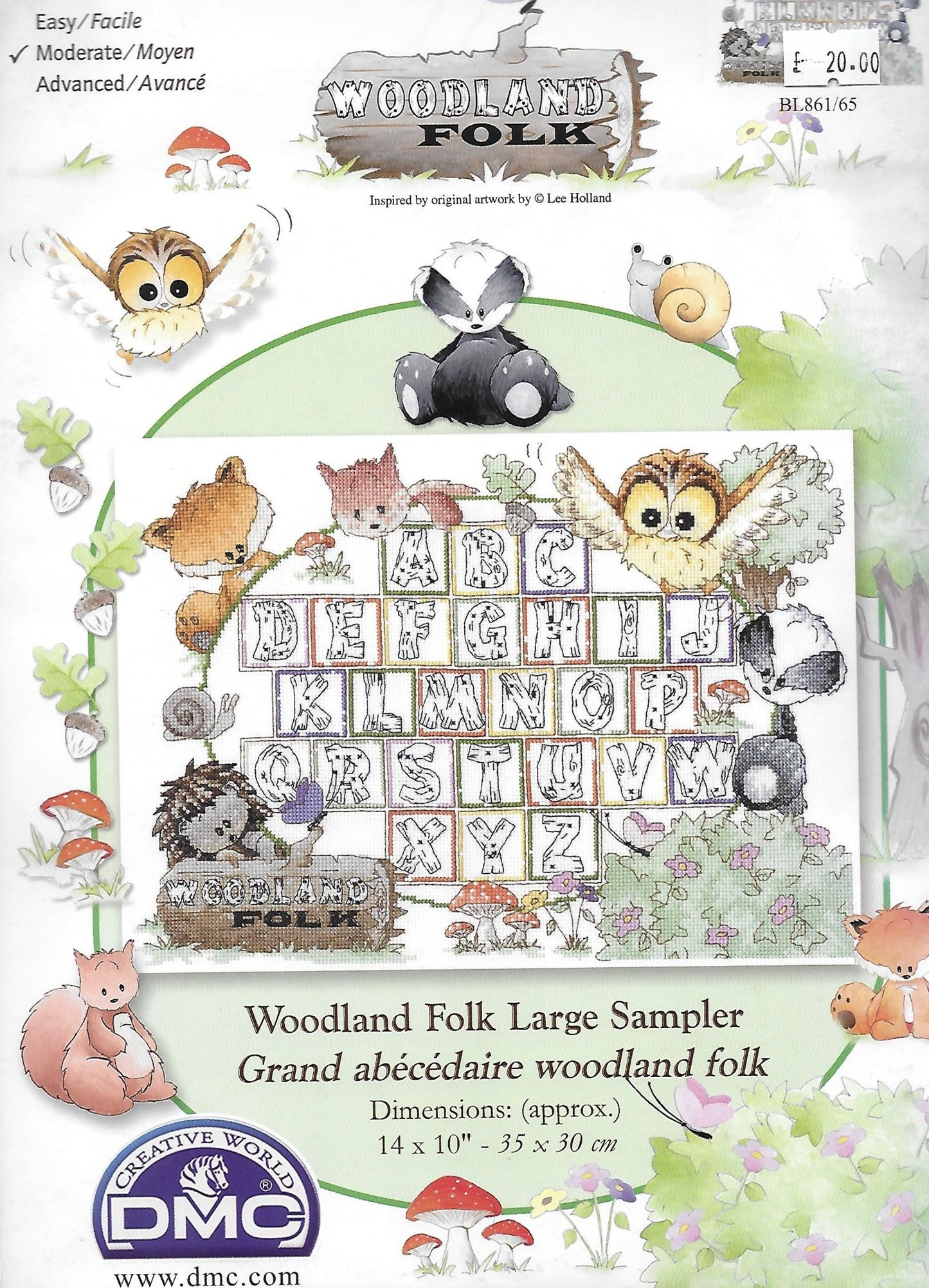 COUNTED CROSS STITCH KIT - WOODLAND FOLK - LARGE SAMPLER