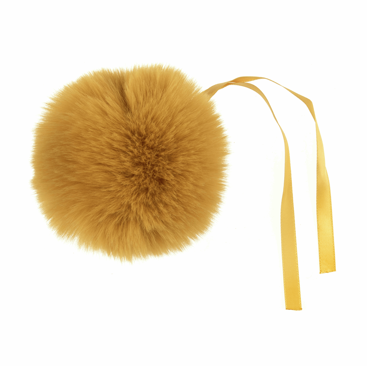 FAUX FUR POM POM - 1 PIECE - 11cm- MUSTARD