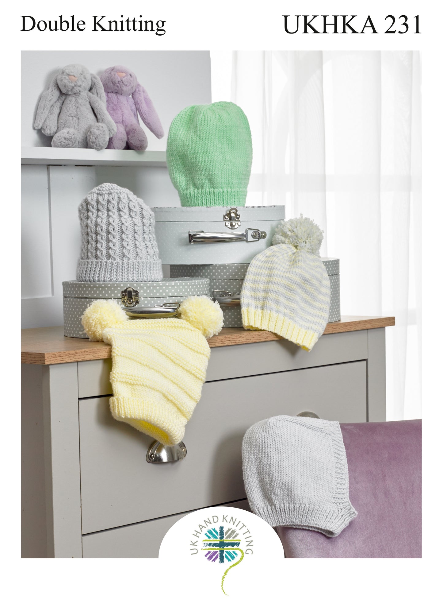 KNITTING PATTERN - UKHKA/231 - Baby Hats in DK