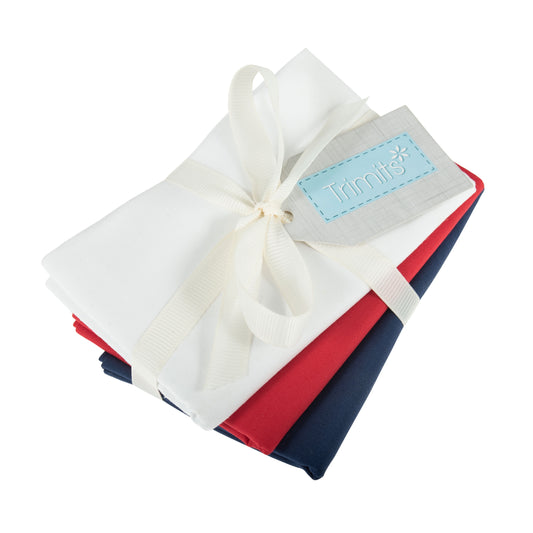 FAT QUARTERS - RED, WHITE & BLUE - 3 Pcs