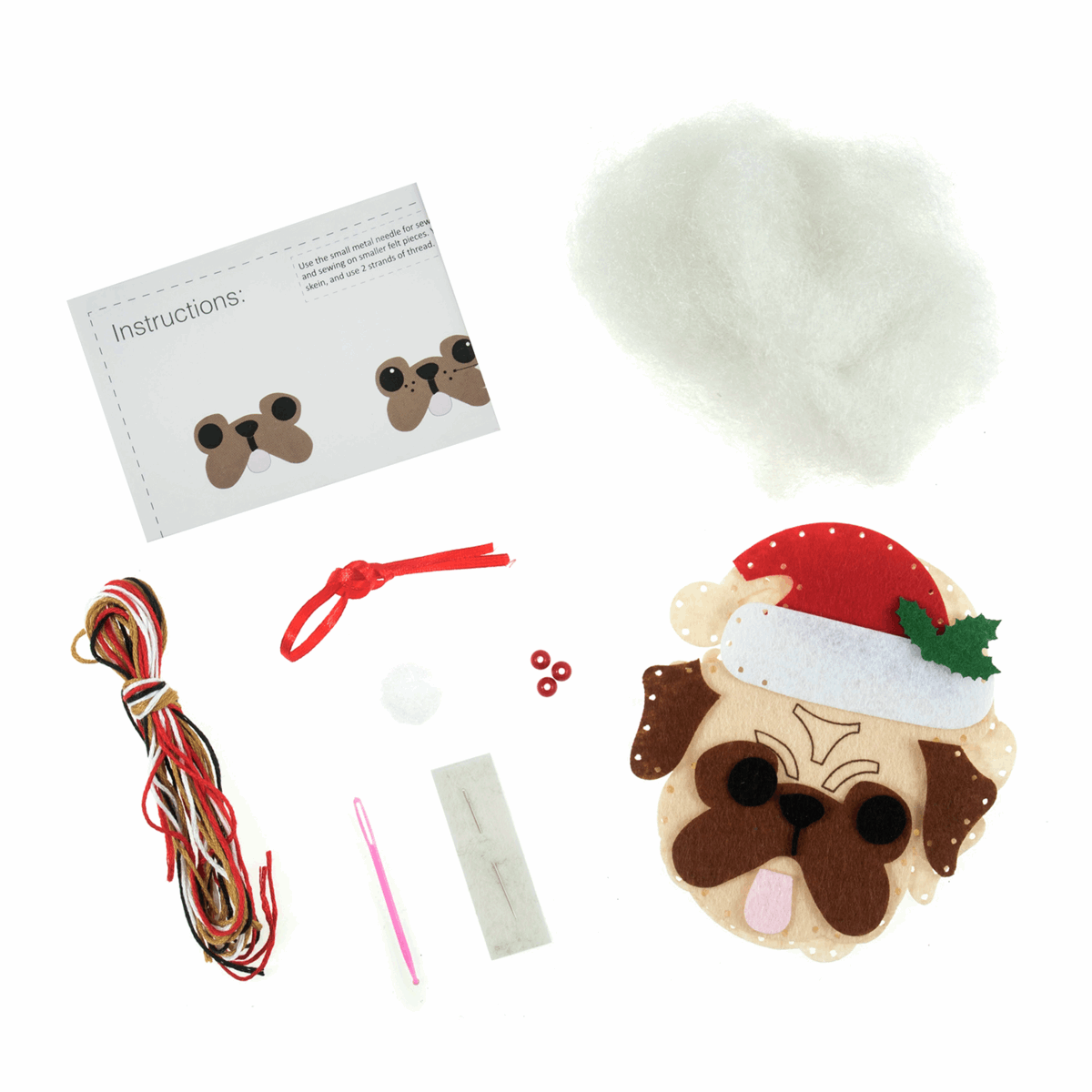 FELT KIT - FESTIVE PUG