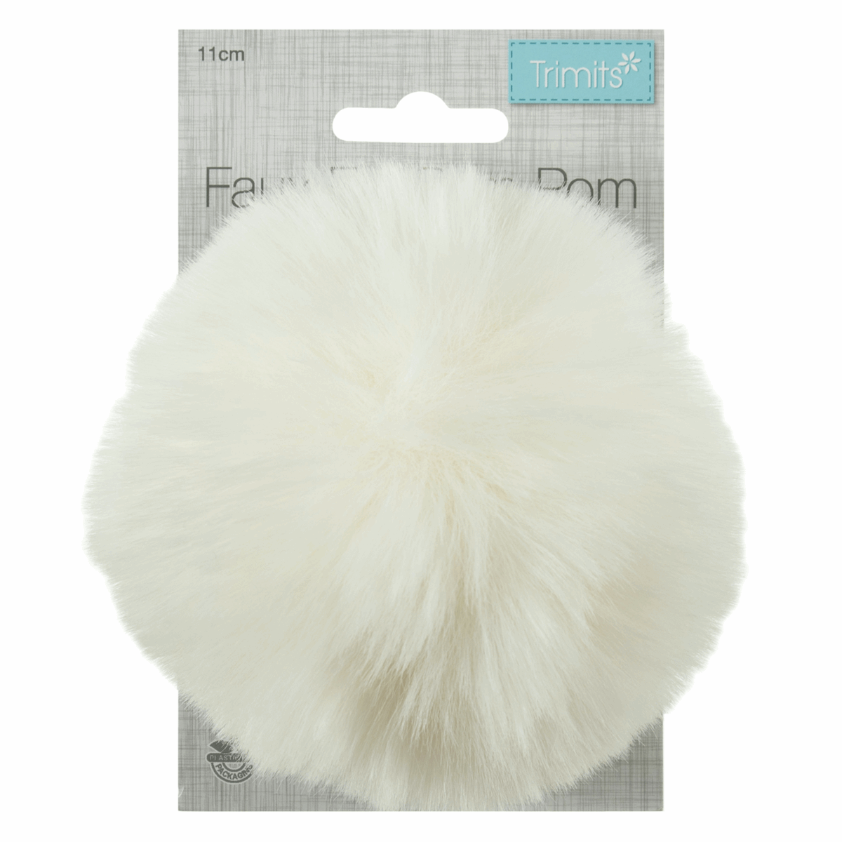 FAUX FUR POM POM - 1 Piece - 11cm - CREAM
