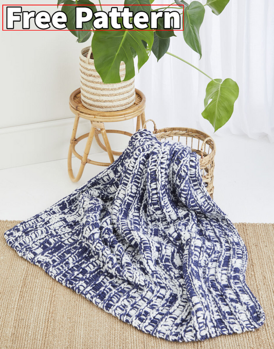 *FREE* - PDF - Knitting Pattern 10614 -  COSY MARLED BLANKET IN BONUS SUPER CHUNKY
