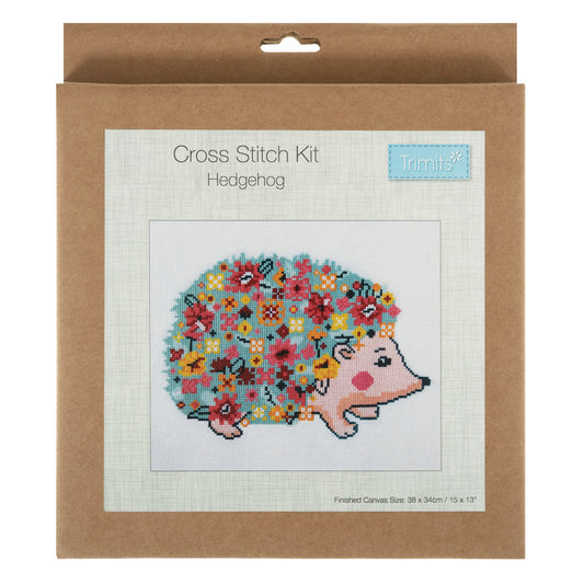 COUNTED CROSS STITCH KIT - LARGE - HEDGEHOG  38 x 34cm