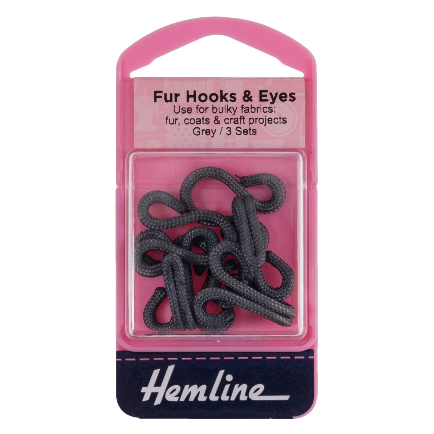 FUR HOOKS & EYES - Set of 3 - Choice of colours