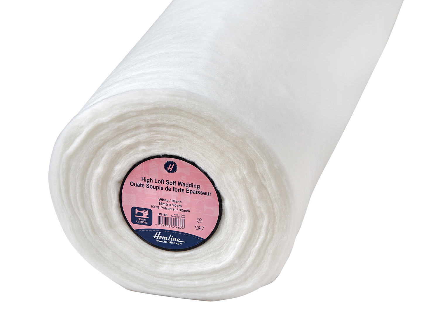 WADDING - HIGH LOFT- SEW IN - WHITE 90cm Wide
