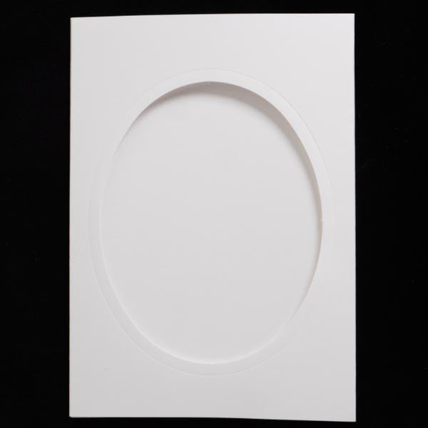 A6 Creased White Card - Oval Apeture & Envelopes - 5 Pack