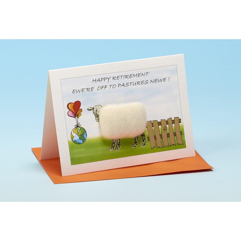 RETIREMENT CARD - EWE'RE OFF TO PASTURES N'EWE!