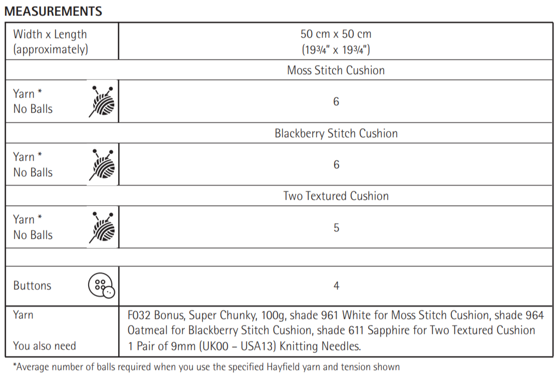 Knitting Pattern 10616 - TWO STITCH CUSHIONS IN BONUS SUPER CHUNKY