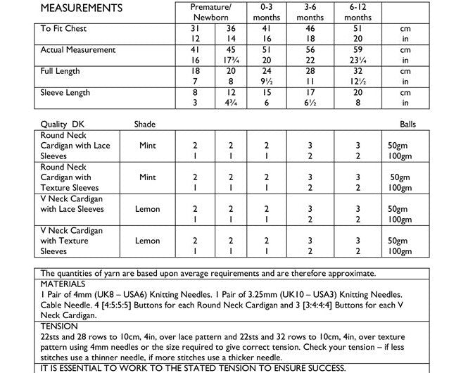 KNITTING PATTERN - UKHKA/109 - DK Baby Cardigans
