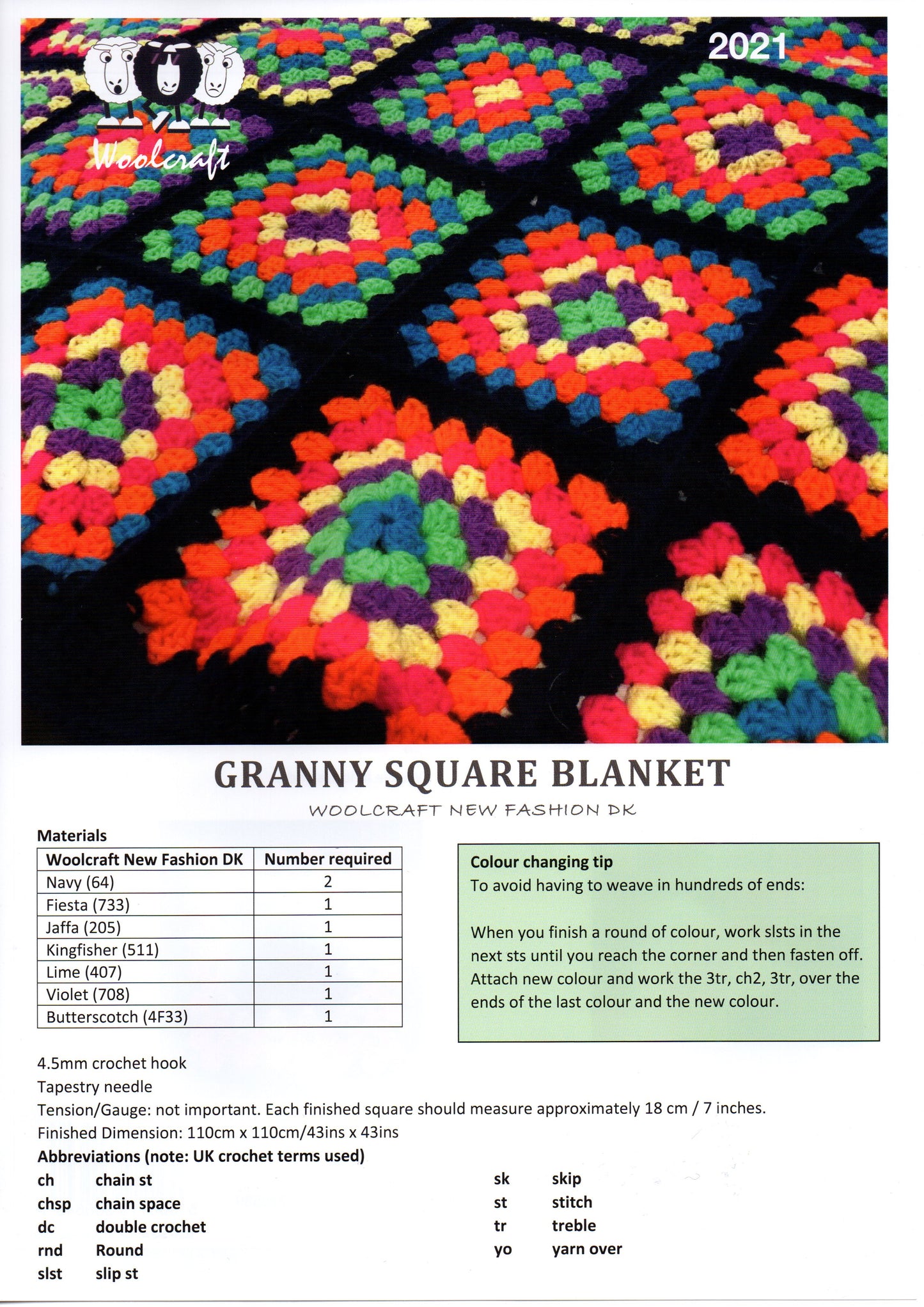 Crochet Pattern 2021 - Granny Square Blanket in New Fashion DK