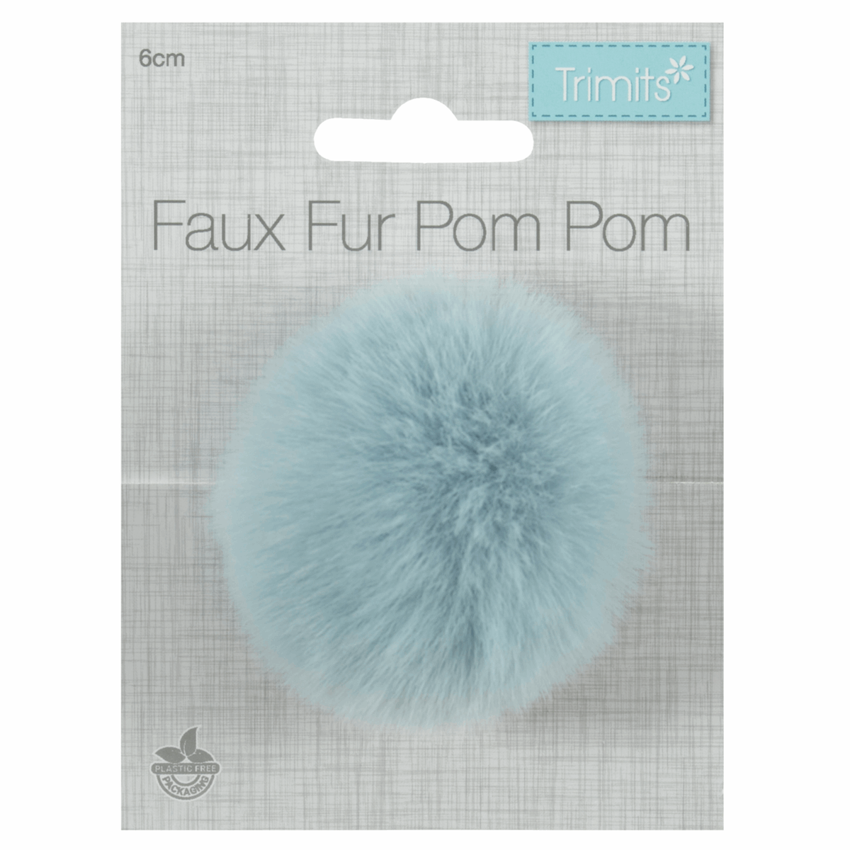 FAUX FUR POM POM - 1 PIECE - 6 cm LIGHT BLUE